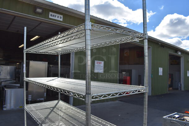 Chrome Finish 5 Tier Shelving Unit. BUYER MUST DISMANTLE. PCI CANNOT DISMANTLE FOR SHIPPING. PLEASE CONSIDER FREIGHT CHARGES. 60x21x84 - Image 2 of 4