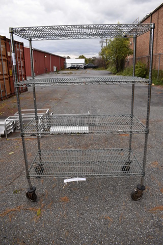 Metro Chrome Finish 4 Tier Wire Shelving Unit on Commercial Casters. BUYER MUST DISMANTLE. PCI CANNOT DISMANTLE FOR SHIPPING. PLEASE CONSIDER FREIGHT CHARGES. 48x24x68
