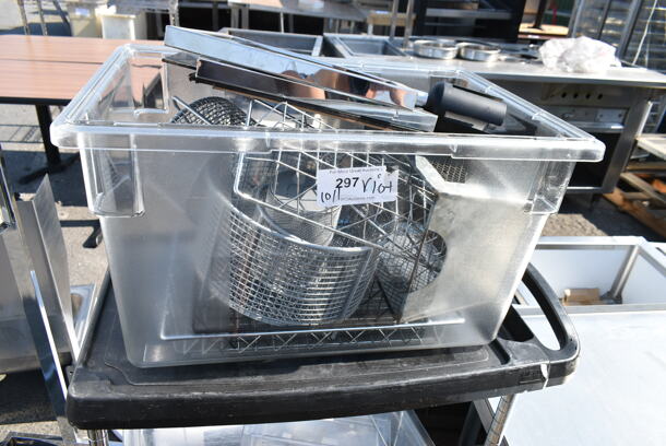 Black Poly 2 Tier Cart w/ Contents including Metal Wire Bins. - Image 5 of 12