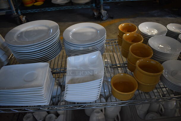 ALL ONE MONEY! Metro Lot of 4 Tiers of Various Items Including Saucers, Plates, Bowls, Mugs, Poly Bins, Wooden Trays. Does Not Include Metro Shelving Unit - Image 3 of 12