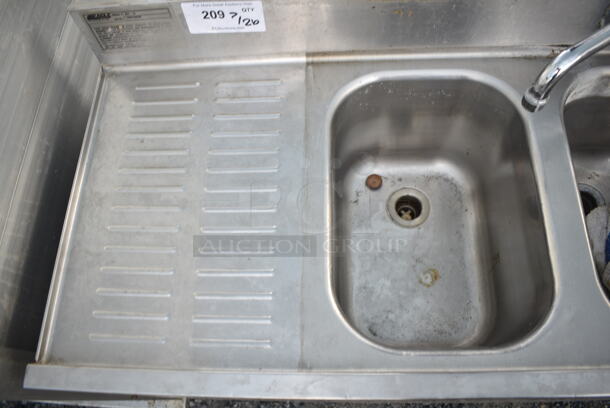 Eagle BSC-18 Stainless Steel Commercial 3 Bay Back Bar Sink w. Dual Drain Boards.  - Image 6 of 8