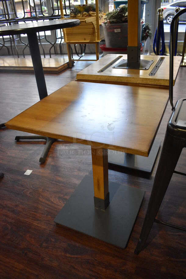 4 Wooden Tables on Metal Table Base. 24x24x29. 4 Times Your Bid! (lounge) - Image 2 of 5