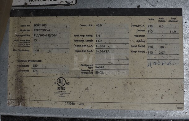 Norlake 6'x6'x6.5' SELF CONTAINED Walk In Freezer Box w/ Floor, Copeland Model RS80C2E-CAV-101 Compressor and Norlake Model CPF075DC-A Condenser. Picture of the Unit Before Removal Is Included In the Listing. 115/208-230 Volts, 1 Phase. - Image 6 of 8