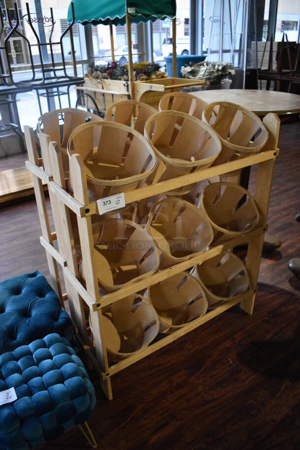 2 Wooden Stands w/ 9 Baskets Each. 38.5x12x44.5. 2 Times Your Bid! (lounge) - Image 2 of 4