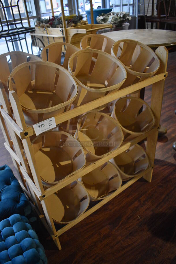 2 Wooden Stands w/ 9 Baskets Each. 38.5x12x44.5. 2 Times Your Bid! (lounge) - Image 3 of 4