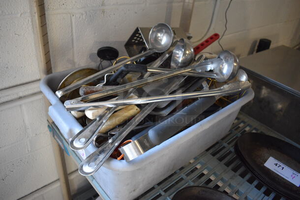 ALL ONE MONEY! Lot of Various Utensils Including Ladles and Spatulas in Gray Poly Bus Bin! - Image 2 of 4