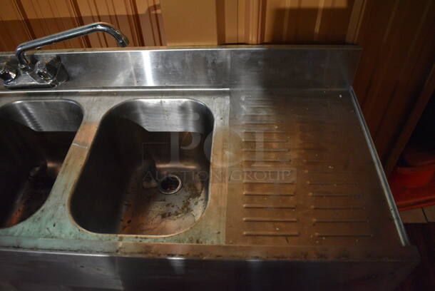 Eagle Stainless Steel Commercial 3 Bay Sink w/ Right Side Drain Board, Faucet and Handles. 60x18x33. Bays 10x14x9. Drain Boards 12x16x1. (bar) - Image 3 of 7