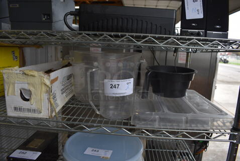 ALL ONE MONEY! Lot of Poly Pitcher, Bin and Plastic Wrap Roll!