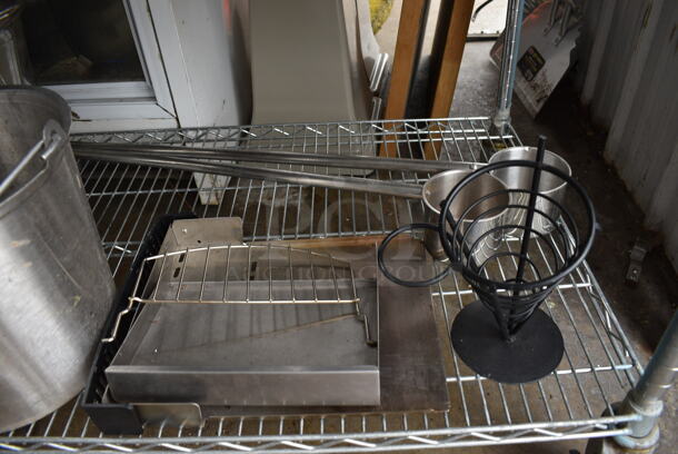 ALL ONE MONEY! Lot of Various Metal Items Including Buckets, Pizza Cone Holder and Fry Basket - Image 2 of 4