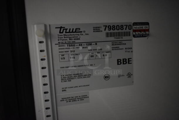 2014 True TSSU-48-12M-B Stainless Steel Commercial Sandwich Salad Prep Table Bain Marie Mega Top on Commercial Casters. 115 Volts, 1 Phase. Tested and Working! - Image 6 of 6