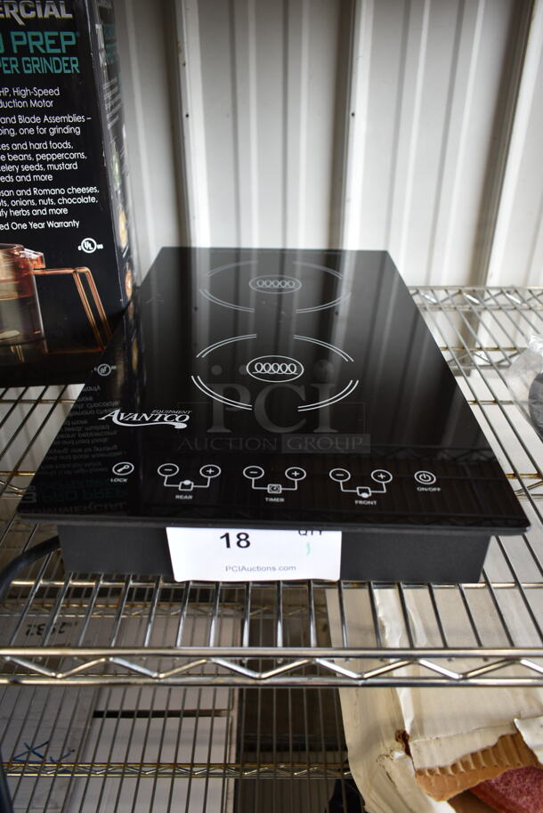 BRAND NEW SCRATCH AND DENT! 2022 Avantco 177ID18DB Metal Commercial Countertop Electric Powered 2 Burner Induction Range. 208-240 Volts, 1 Phase. Tested and Working! - Image 1 of 5