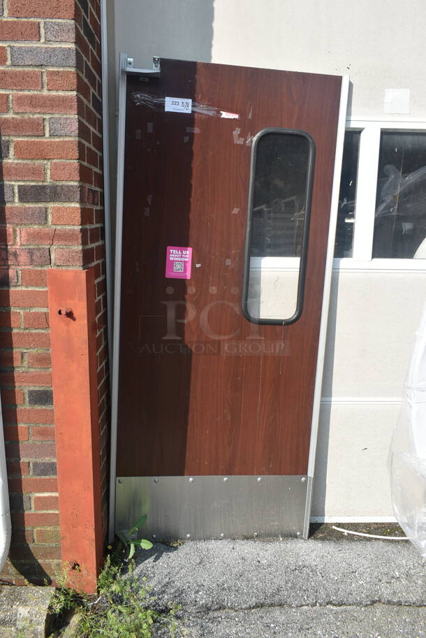 Eliason Wood Pattern and Metal Swinging Kitchen Door. - Image 1 of 6