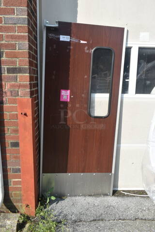 Eliason Wood Pattern and Metal Swinging Kitchen Door.