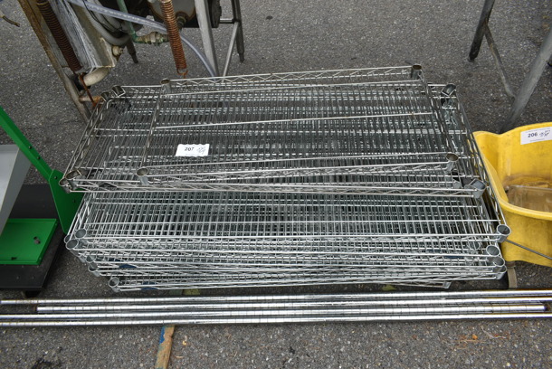 ALL ONE MONEY! Lot of Various Chrome Finish Wire Shelves and 4 Poles - Image 1 of 2