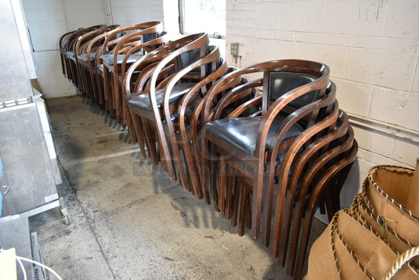 60 Wooden Dining Height Chairs w/ Arm Rests and Cushions. 60 Times Your Bid! - Image 1 of 8