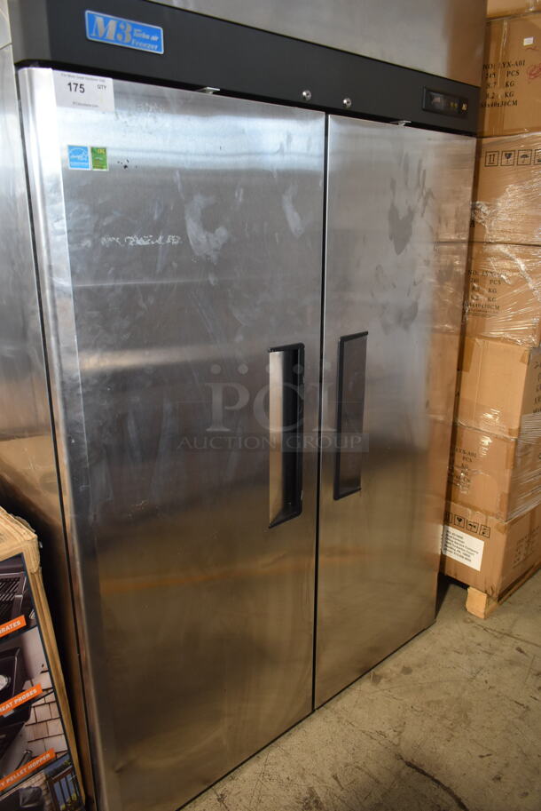 Turbo Air M3F47-2 Stainless Steel Commercial 2 Door Reach In Freezer w/ Poly Coated Racks and Commercial Casters. 115 Volts, 1 Phase. Tested and Powers On But Does Not Get Cold - Image 3 of 7