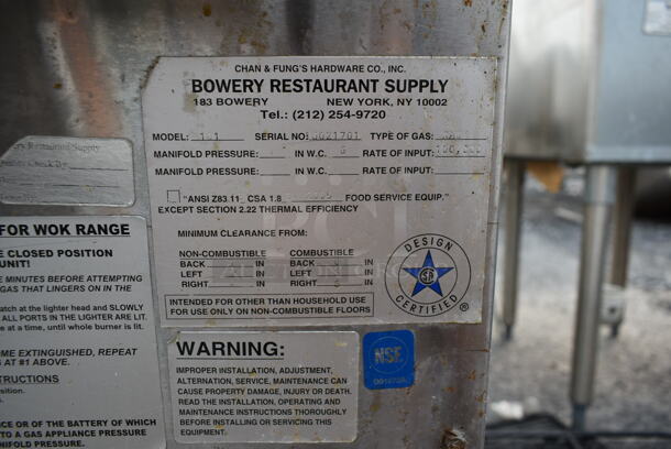 Bowery 101 Stainless Steel Commercial Floor Style Natural Gas Powered Wok Range. - Image 8 of 8