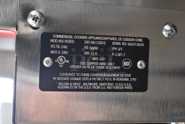 2 BRAND NEW SCRATCH AND DENT! Vulcan VC5ED ENERGY STAR Stainless Steel Commercial Electric Powered Full Size Convection Oven w/ View Through Doors, Metal Oven Racks and Thermostatic Controls on Commercial Casters. 240 Volts, 3/1 Phase. 2 Times Your Bid! Tested and Working! - Image 4 of 10