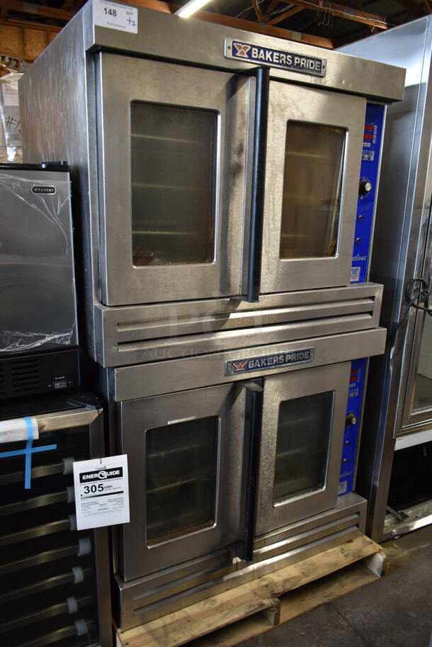 2 Bakers Pride Cyclone Stainless Steel Commercial Natural Gas Powered Full Size Convection Ovens w/ View Through Doors, Metal Oven Racks and Thermostatic Controls. 2 Times Your Bid! - Image 1 of 7