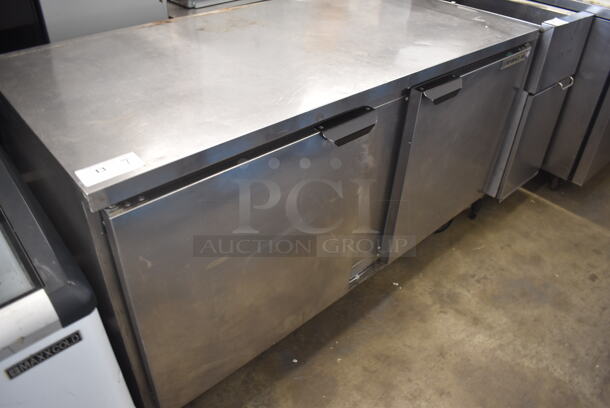Beverage-Air WTR60A Commercial Stainless Steel 2-Door Undercounter Cooler With Polycoated Racks on Commercial Casters.  115V, 1 Phase. Tested and Powers On But Does Not Get Cold - Image 2 of 6