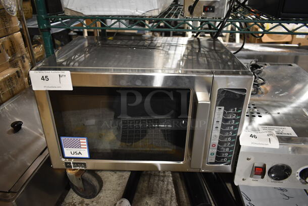 BRAND NEW SCRATCH AND DENT! 2023 Amana RCS10TS Stainless Steel Commercial Countertop Microwave Oven. 120 Volts, 1 Phase. - Image 1 of 5