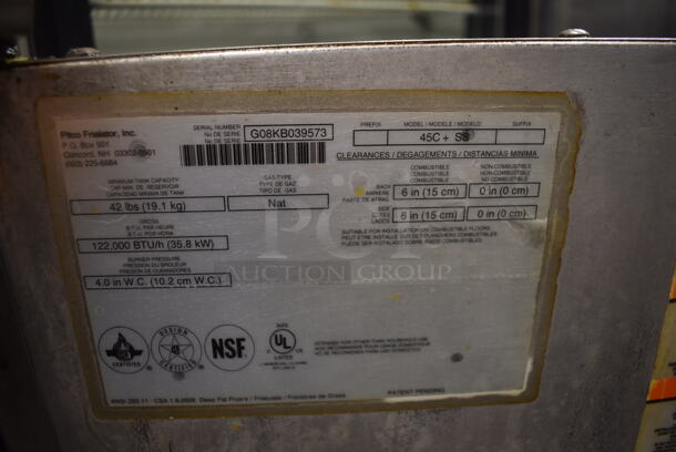 Pitco 45C+SS Commercial Stainless Steel Natural Gas Floor Fryer With 2 Fryer Baskets. 122,000 BTU.  - Image 5 of 5