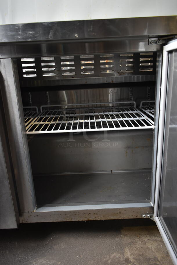 Avantco 178SSPT71HC Stainless Steel Commercial Sandwich Salad Prep Table Bain Marie Mega Top w/ Over Shelf on Commercial Casters. 115 Volts, 1 Phase. Tested and Powers On But Does Not Get Cold - Image 8 of 9