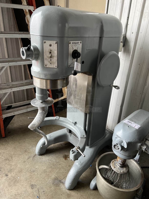 Hobart H-600 Metal Commercial Floor Style 60 Quart Planetary Dough Mixer w/ Dough Hook Attachment. 208 Volts, 3 Phase. 27x42x56