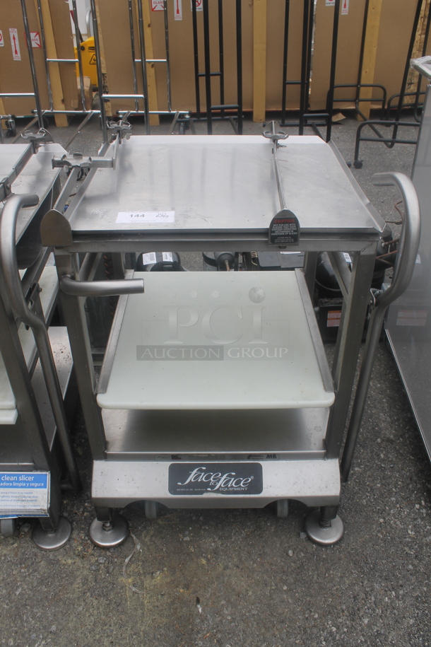 Face to Face Stainless Steel Commercial Floor Style Meat Slicer Station on Commercial Casters. - Image 1 of 5