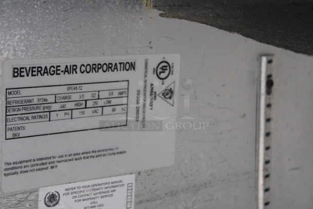 Beverage Air Model SPE48-12 Stainless Steel Commercial Sandwich Salad Bain Marie Mega Top on Commercial Casters. 115 Volts, 1 Phase. 48x30x42.5. Tested and Working! - Image 7 of 7