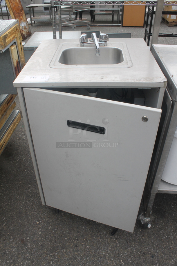 Stainless Steel Commercial Single Bay Portable Sink w/ Faucet and Handles on Commercial Casters. Bay 12x10x6 - Image 1 of 9