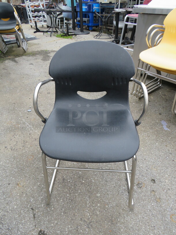 Chrome Chair With Black Poly Seat. 2XBID