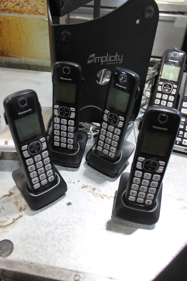 ALL ONE MONEY! Lot of Basket and Contents Including Panasonic Phone and Cradle and 4 Panasonic Phones on Bases - Image 7 of 8