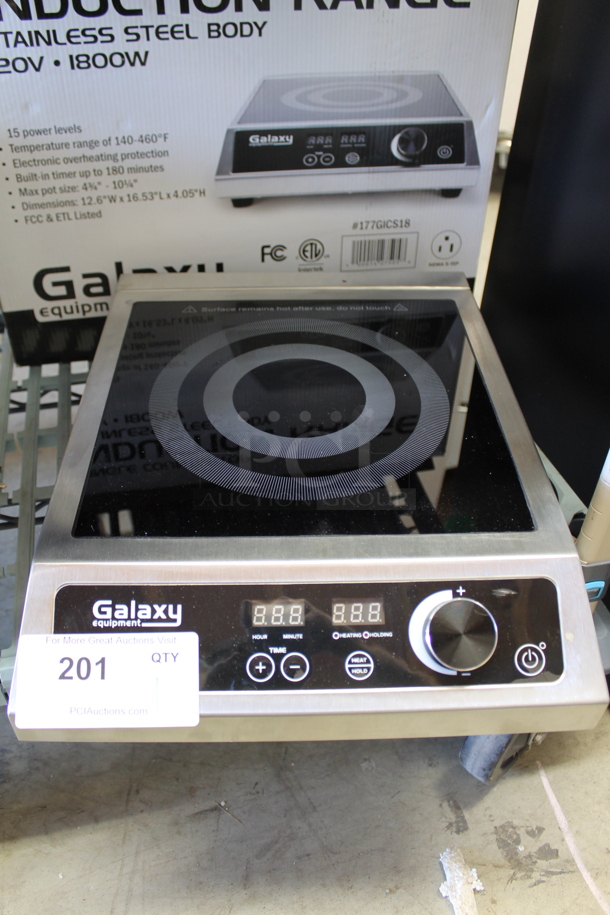 BRAND NEW SCRATCH AND DENT! Galaxy DIC3501 Stainless Steel Commercial Countertop Single Burner Induction Range. 120 Volts, 1 Phase. Tested and Working! - Image 1 of 4