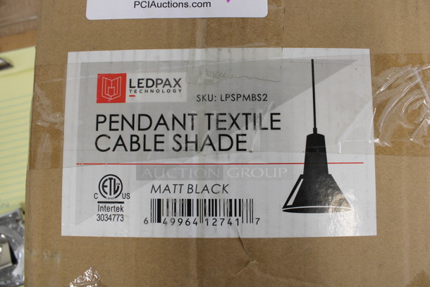 2 BRAND NEW IN BOX! Ledpax Pendant Textile Cable Shade Light Fixtures. 2 Times Your Bid!