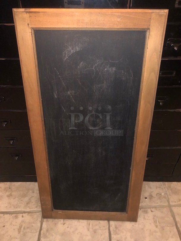 One Wooden Framed Chalkboard.  18X36