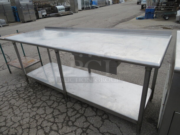 One Stainless Steel Table With 1 Drawer, And SS Under Shelf And Back Splash. 83X30X36 - Image 1 of 2