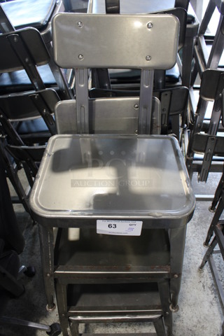 3 Gray Metal Industrial Style Dining Height Chairs. 16x17x30. 3 Times Your Bid!