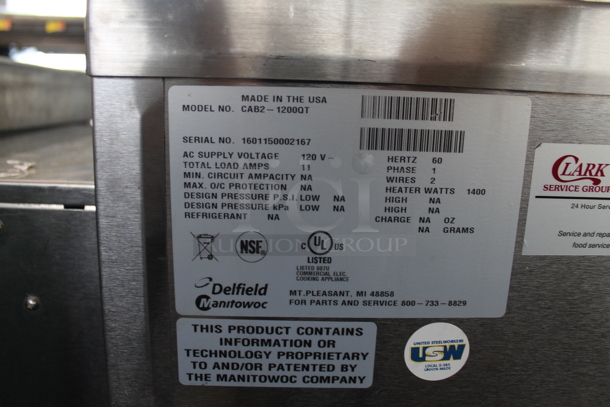 2016 Delfield CAB2-1200QT Stainless Steel Commercial 2 Well Plate Dispenser. 120 Volts, 1 Phase. - Image 4 of 4