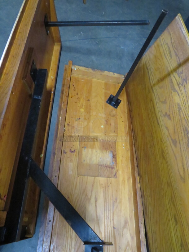 One Solid Oak Table Top With Wall Mount Base. 58X24 - Image 2 of 2