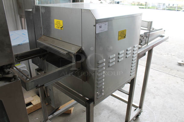 Belshaw Adamatic TG50 Stainless Steel Commercial Floor Style Thermoglaze Icing Machine on Commercial Casters. 208 Volts, 1 Phase.
 - Image 2 of 9