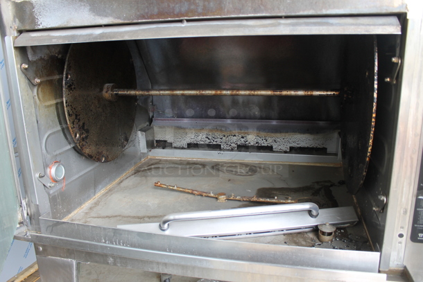 Hardt Model Inferno 3500 Stainless Steel Commercial Natural Gas Powered Rotisserie Oven on Metal Legs w/ Commercial Casters. Oven Has a 40 Bird Capacity. 50x46x39 - Image 5 of 6