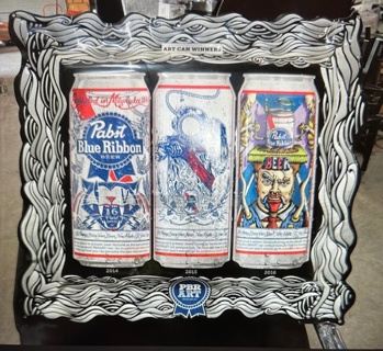 One AWESOME 23X21 Pabst Blue Ribbon Art Can Winners Tin Sign.