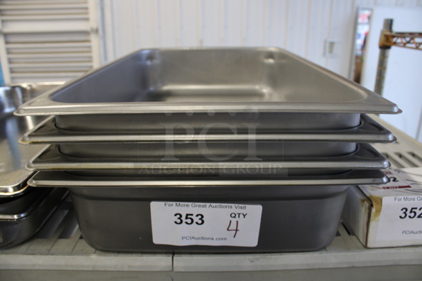 4 Stainless Steel Full Size Drop In Bins. 1/1x4. 4 Times Your Bid!