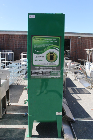 Green Metal Used Fryer Oil Fuel Storage Tank.