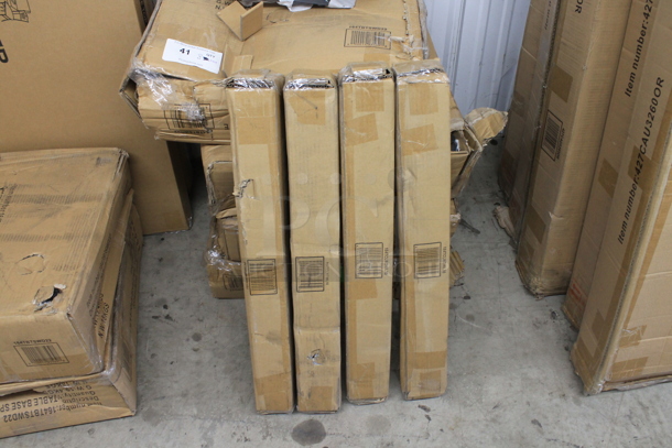 ALL ONE MONEY! Lot of 4 BRAND NEW SCRATCH AND DENT Lancaster Table & Seating Dining Height Table Bases; 4 164TBTSWD22 Table Base Spider and Plate, 4 164TCLWDWL30 Antique Walnut Standard Height Posts. Stock Picture - Cosmetic Condition May Vary.  - Image 4 of 5