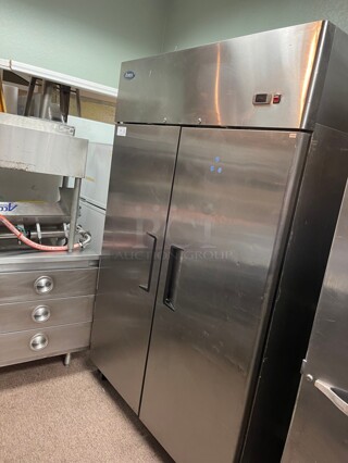 Working! Atosa Reach-In Commercial Refrigerator Two Solid Stainless Steel Door- MBF8507GR 120 Volt NSF Tested and Working!