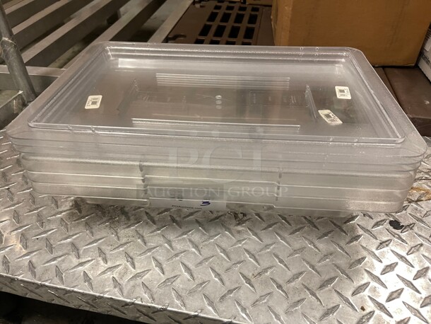 New! Commercial Plastic Food Box 18inch X 12 Inch X 3.5 Inch Clear With Lid NSF Great For Food Storage  - Image 2 of 8