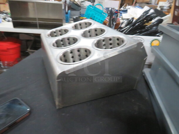 One Stainless Steel 6 Hole Flatware Organizer. 15X12X8 - Image 3 of 3