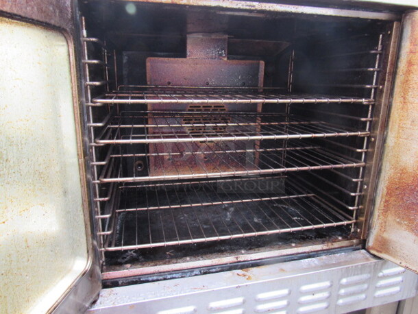 One AMerican Range Majestic Full Size  Natural Gas Convection Oven With 4 Racks On A Custom Stand With Under Shelf. 40X30X4 - Image 2 of 2